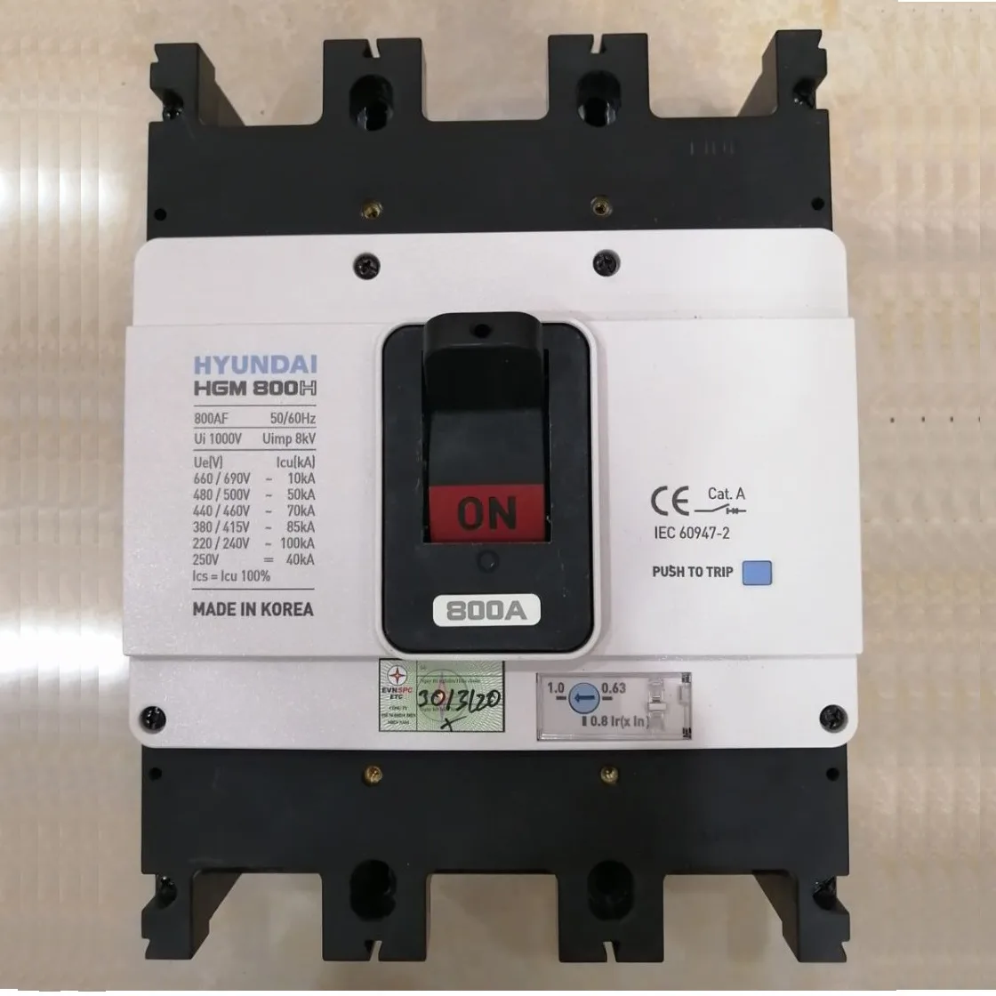 Aptomat MCCB Khối 3P 800A Hyundai HGM800H-F