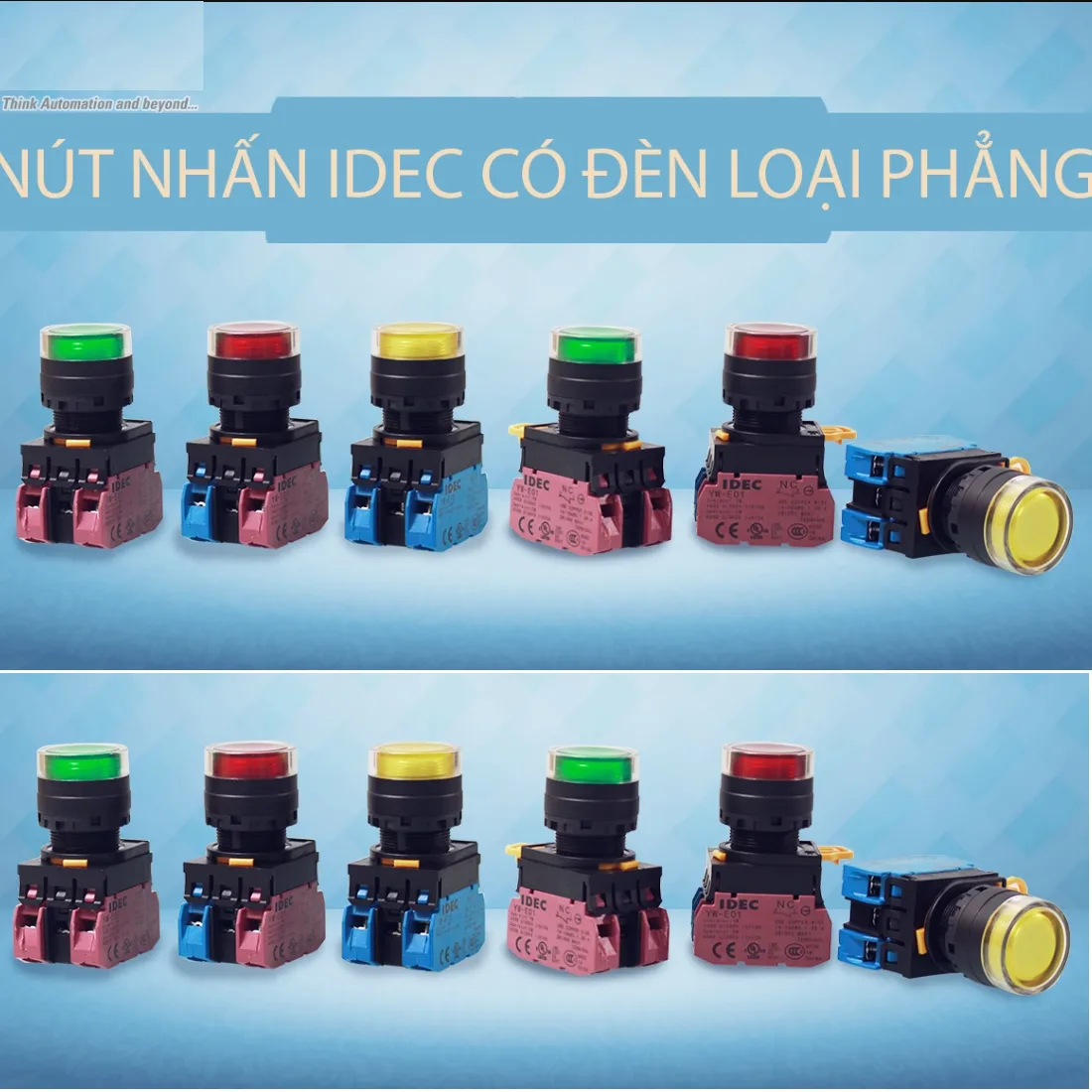 Nút Nhấn Nhả Có Đèn Xanh Lá IDEC D22 YW1L-MF2E10Q4G