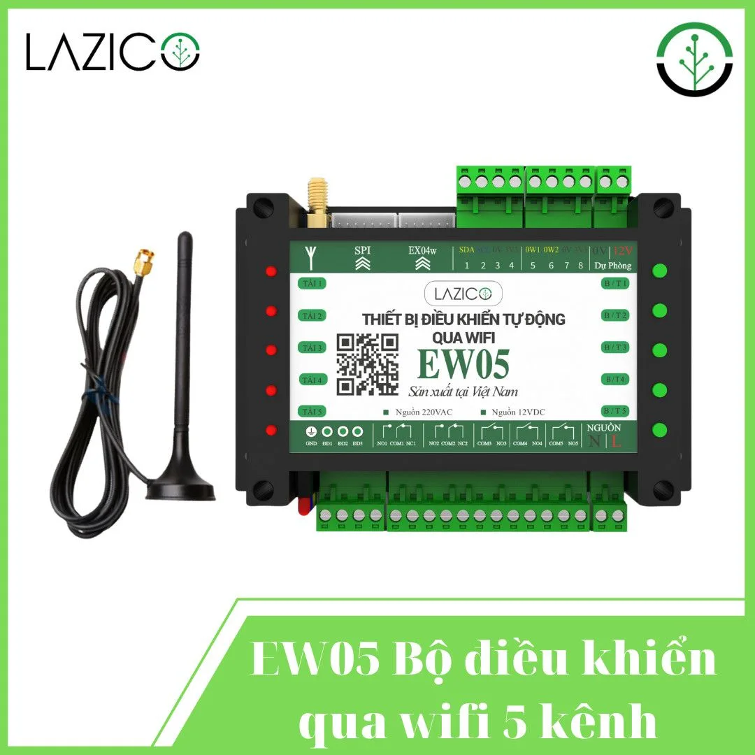 Bộ Điều Khiển 5 Thiết Bị Qua Wifi Có Báo Khi Bị Sự Cố EW05