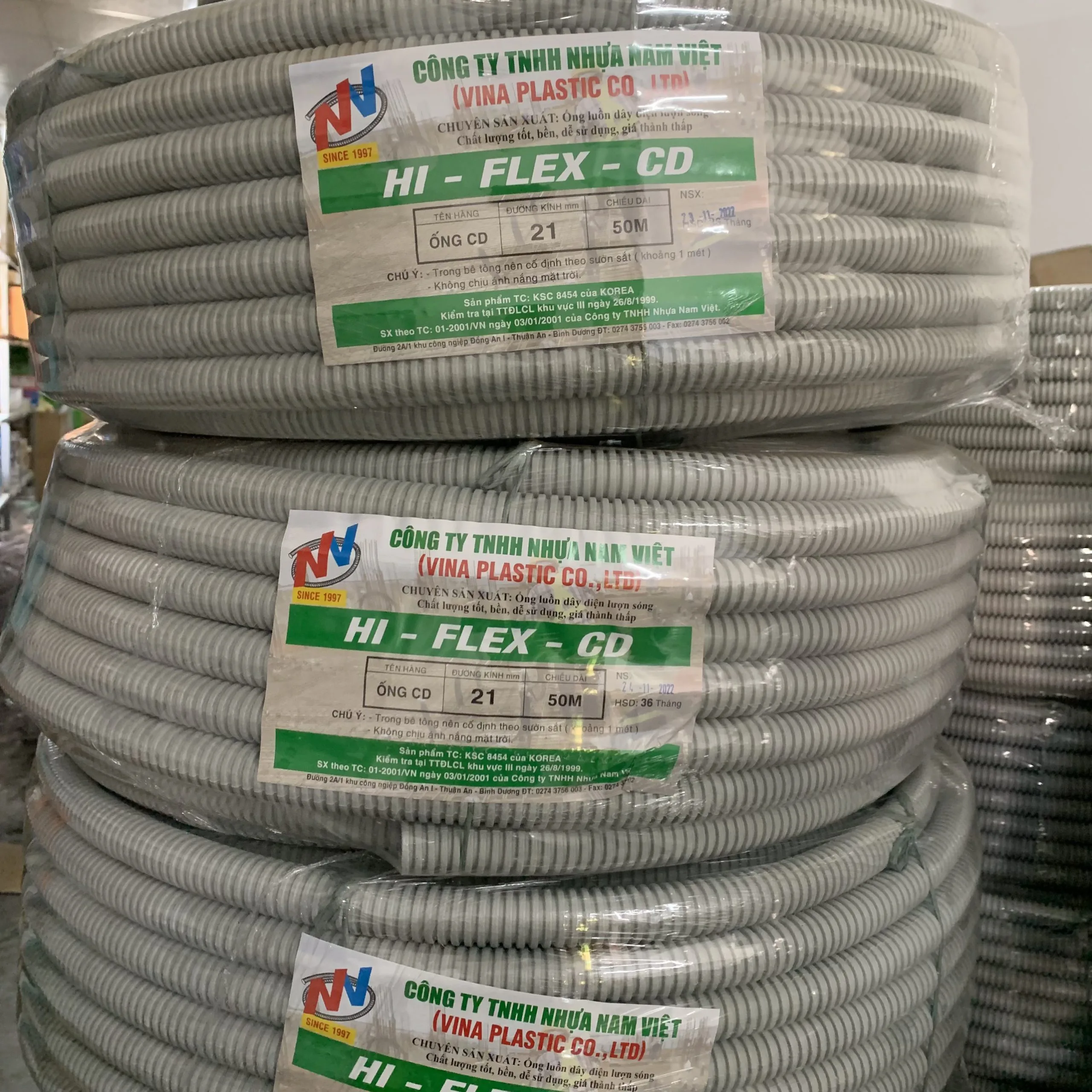 Ống Luồn Dây Điện Ruột Gà Nam Việt D21 HI-FLEX-CD