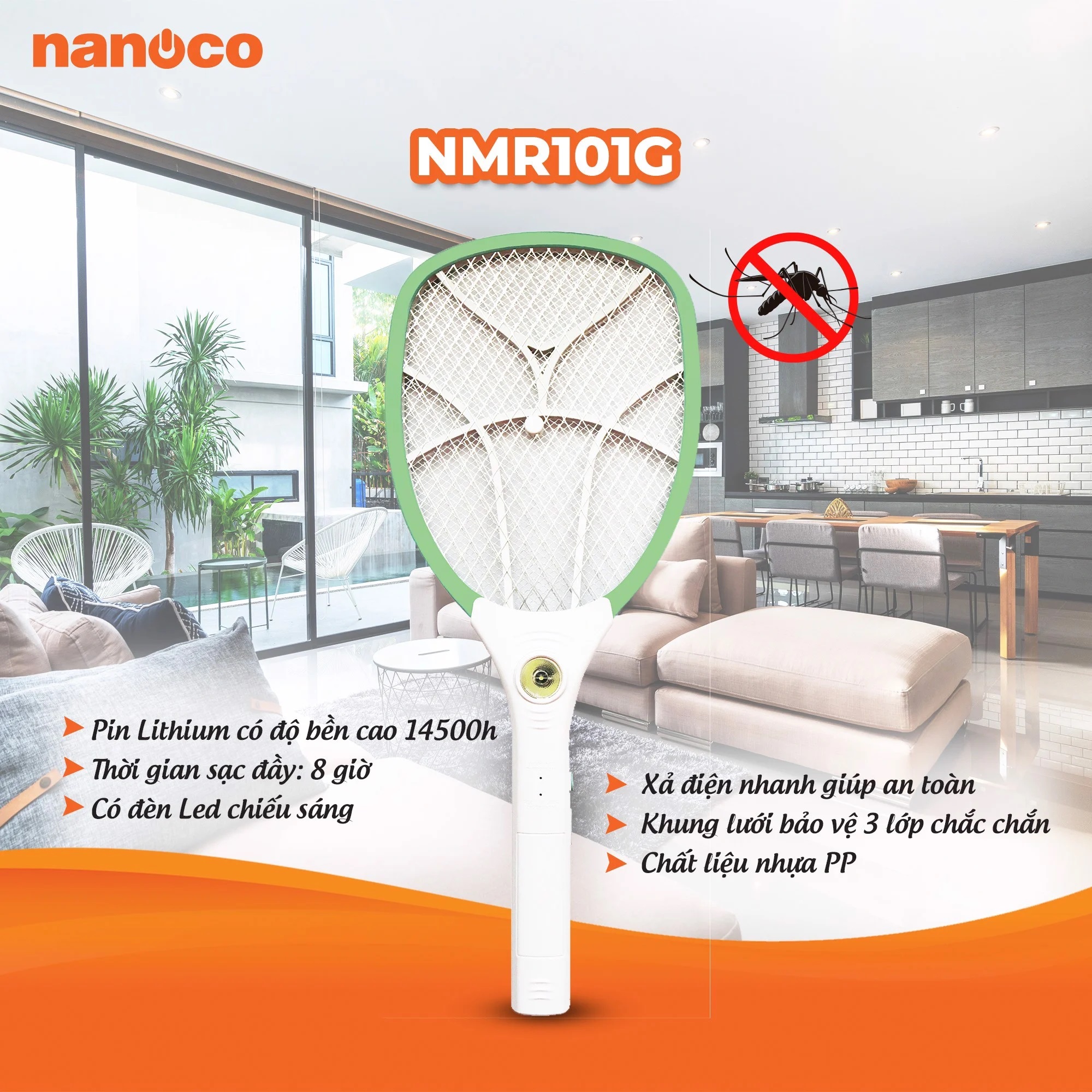 Vợt Muỗi Cao Cấp Nanoco NMR101G