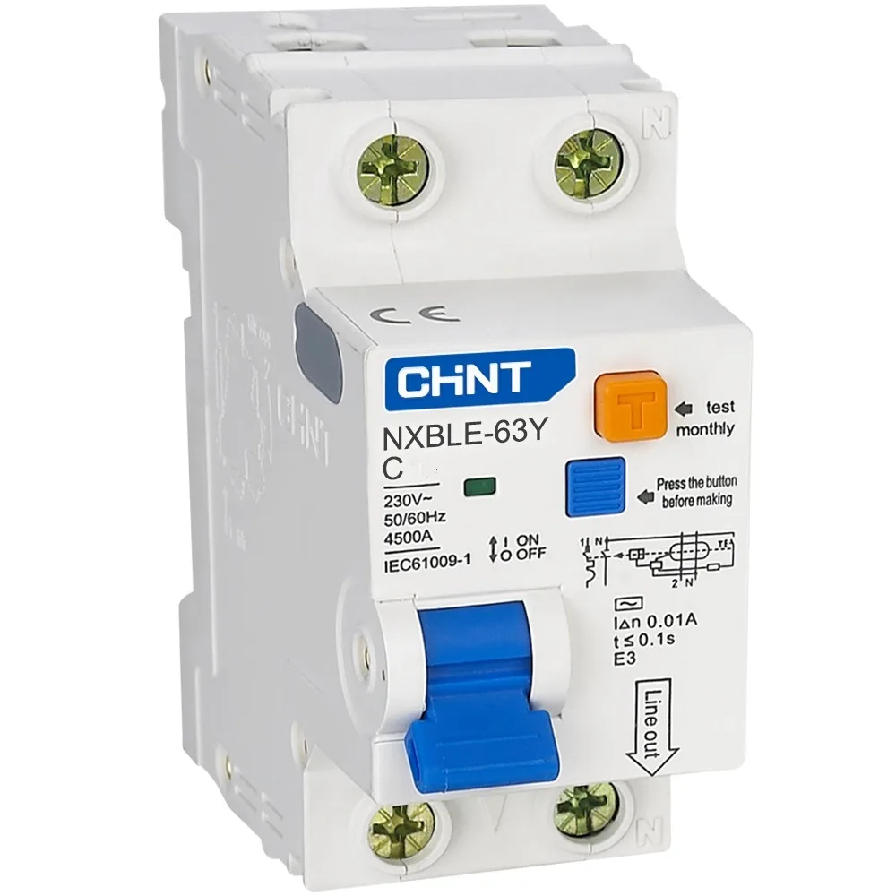 Aptomat Chống Giật Chint 1P+N 16A 30mA NXBLE-63Y