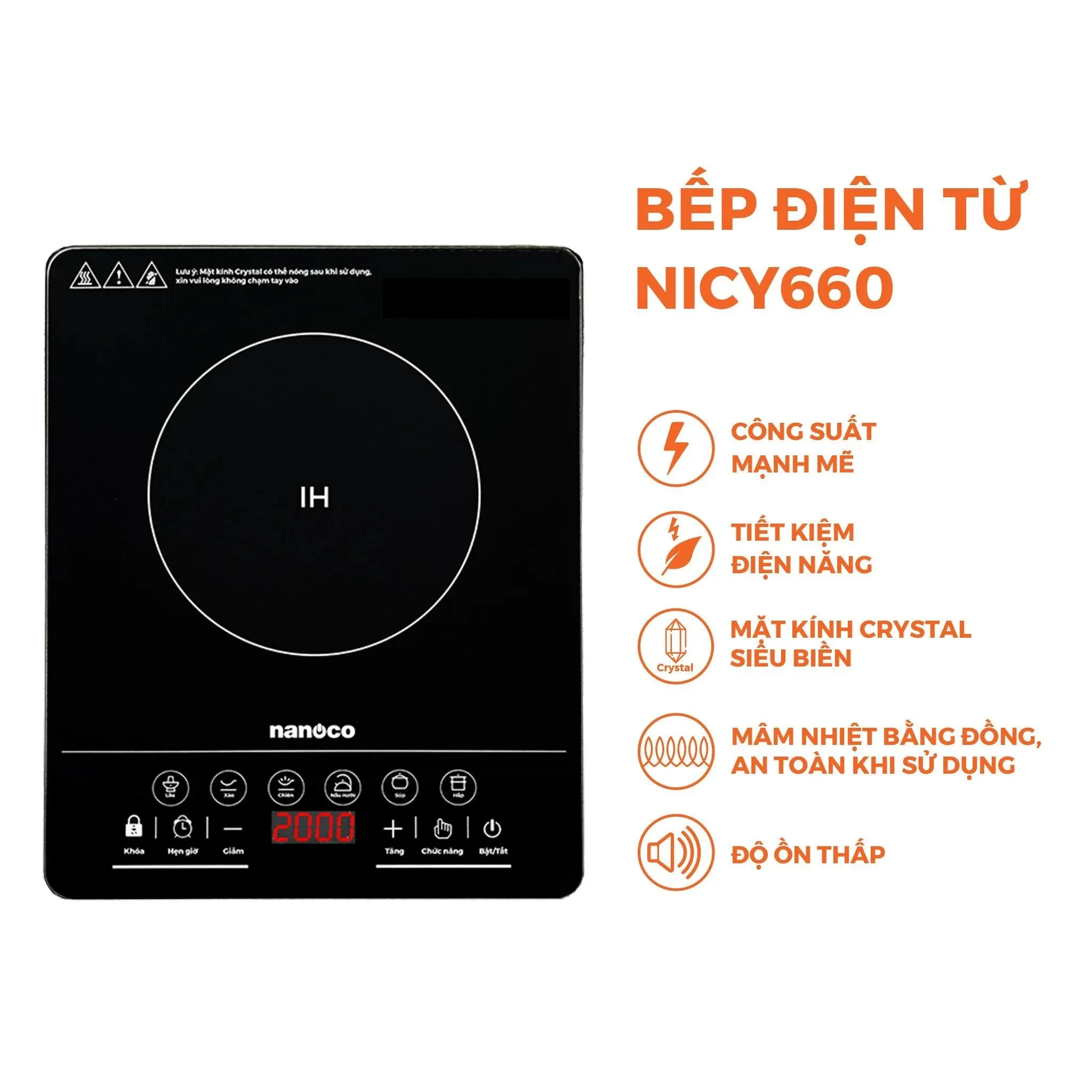 Bếp Điện Từ Induction Cooker Nanoco 2000W NICY660
