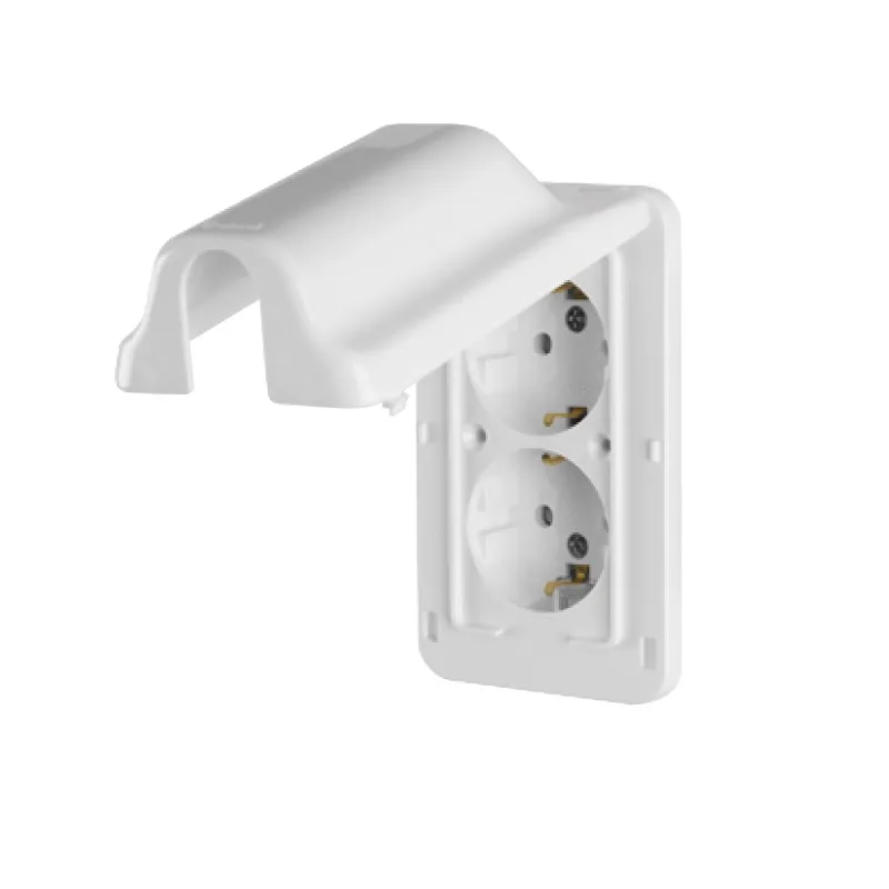 Ổ Cắm Nổi Đôi 2 Chấu 16A Có Nắp Che Mưa Dosel DC2219