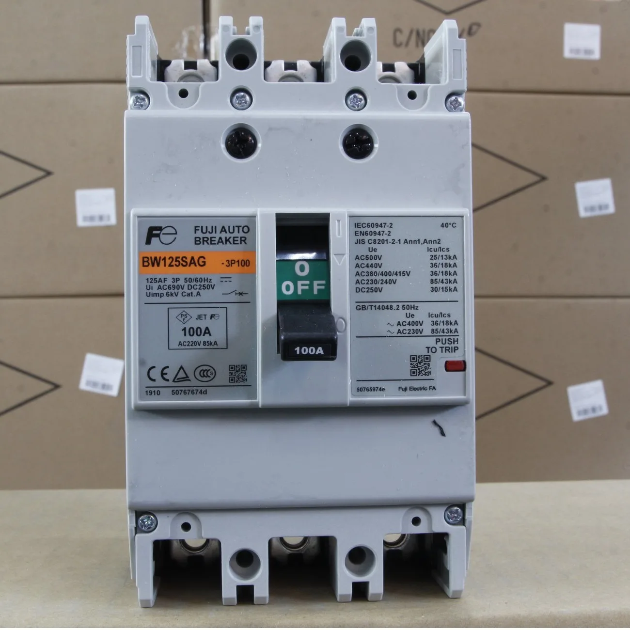 Aptomat MCCB Khối Fuji 3P 100A BW125SAG-3P100