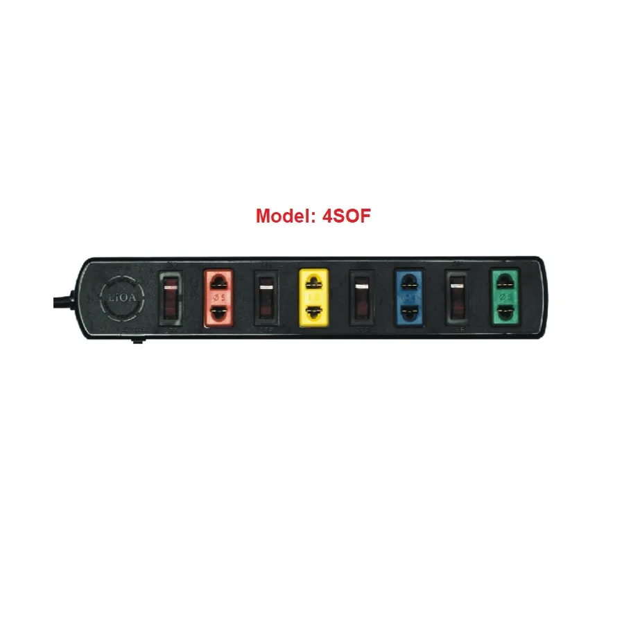 Ổ Cắm 4 Lỗ 2 Chấu + 4 Công Tắc Dây 3M Lioa 4SOF3