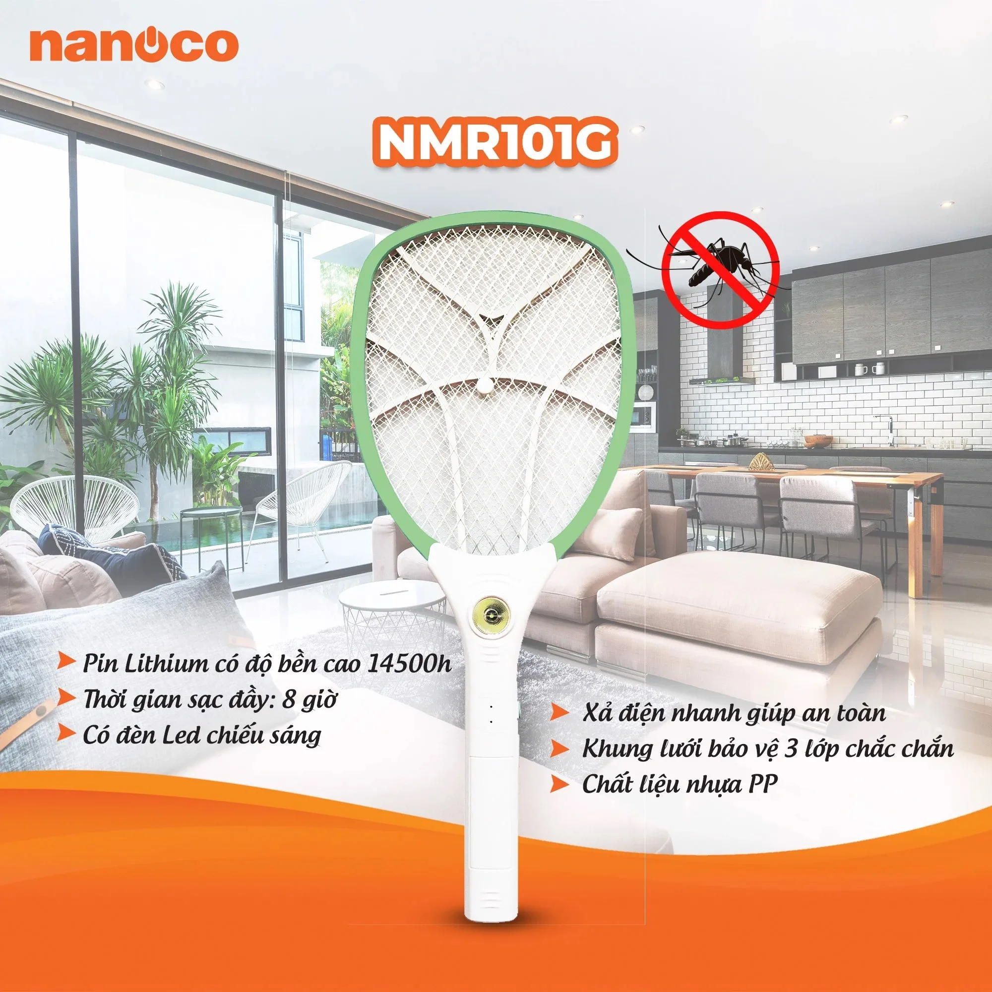 Vợt Muỗi Cao Cấp Nanoco NMR101G