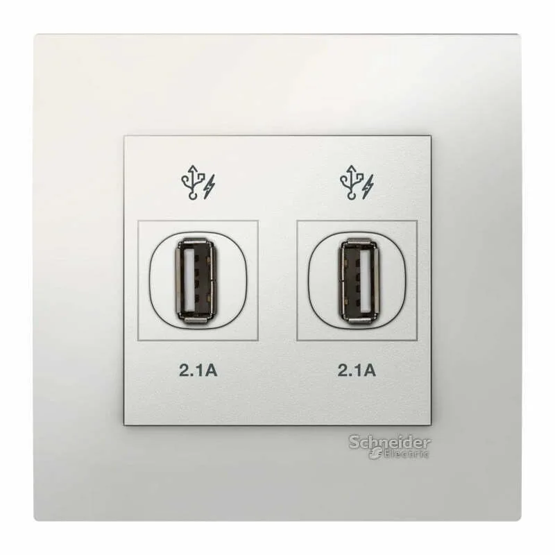 Ổ Cắm Xạc Điện Thoại Schneider Vivace KB32USB_WE_G19