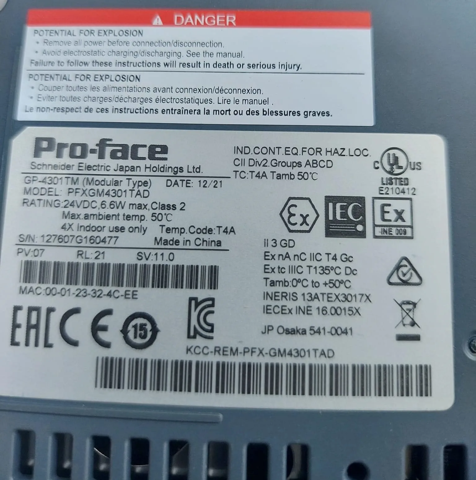 Màn Hình Lập Trình Điều Khiển HMI Proface PFXGM4301TAD