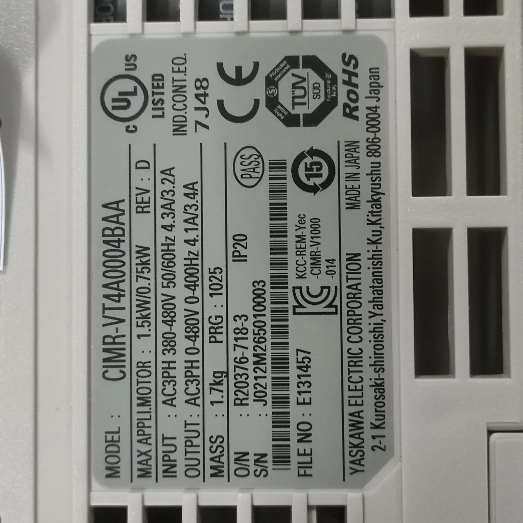 Biến Tần Inverter Yaskawa 3P 400V 1.5kW CIMR-VT4A0004BAA
