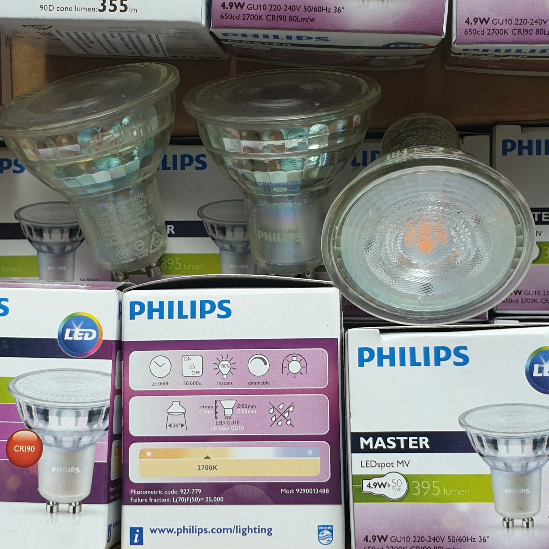 Bóng Master Led Philips 4.9W 927/930 GU10 220V 24/36D Dim