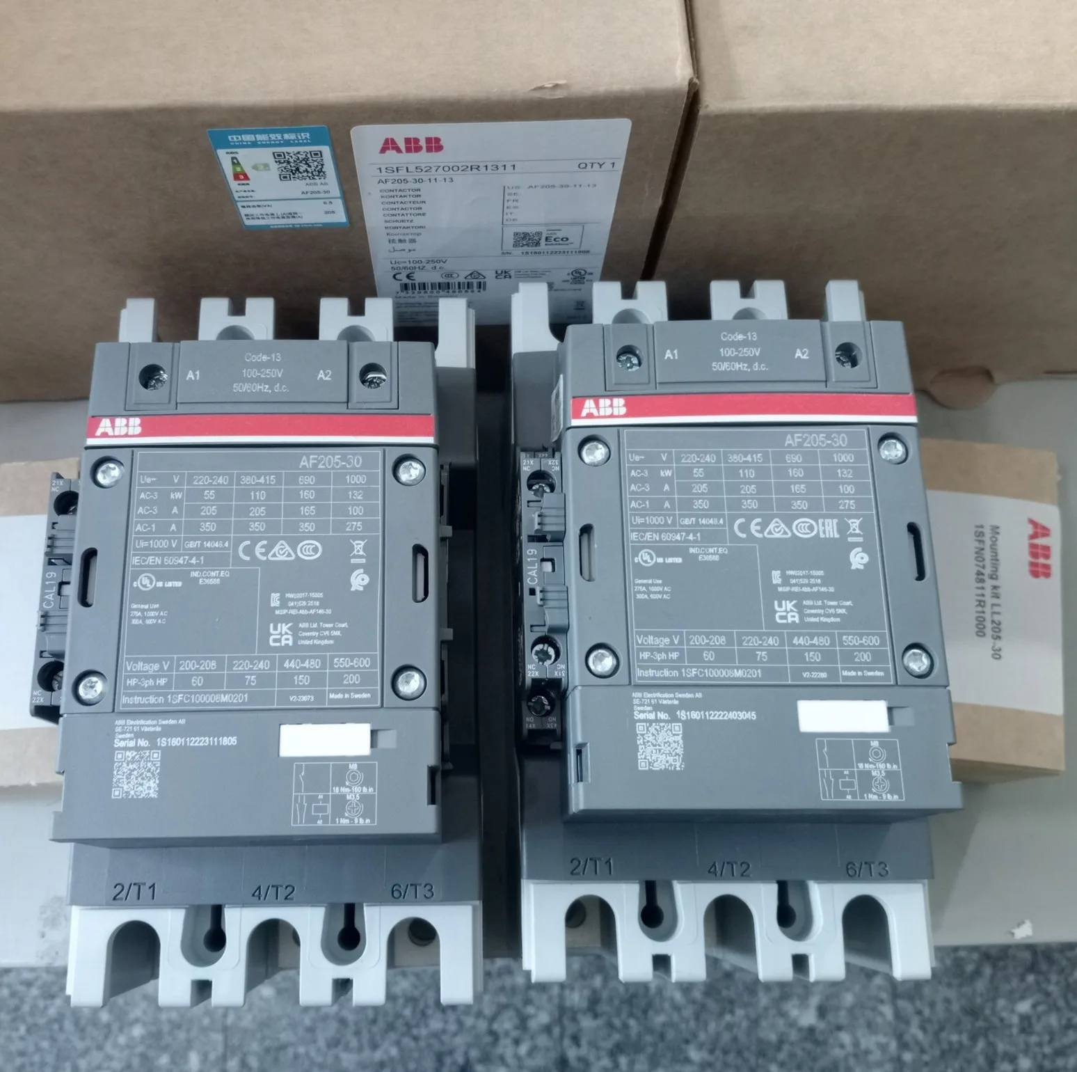 Khởi Động Từ Contactor ABB 3P 110kW AF205-30