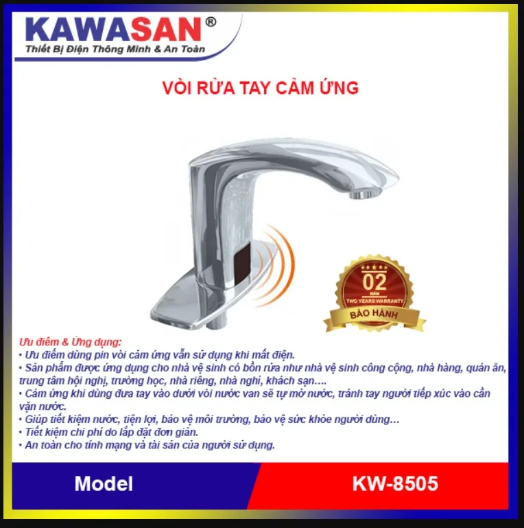 Vòi Rửa Tay Cảm Ứng Tự Động Kawasan KW-8505