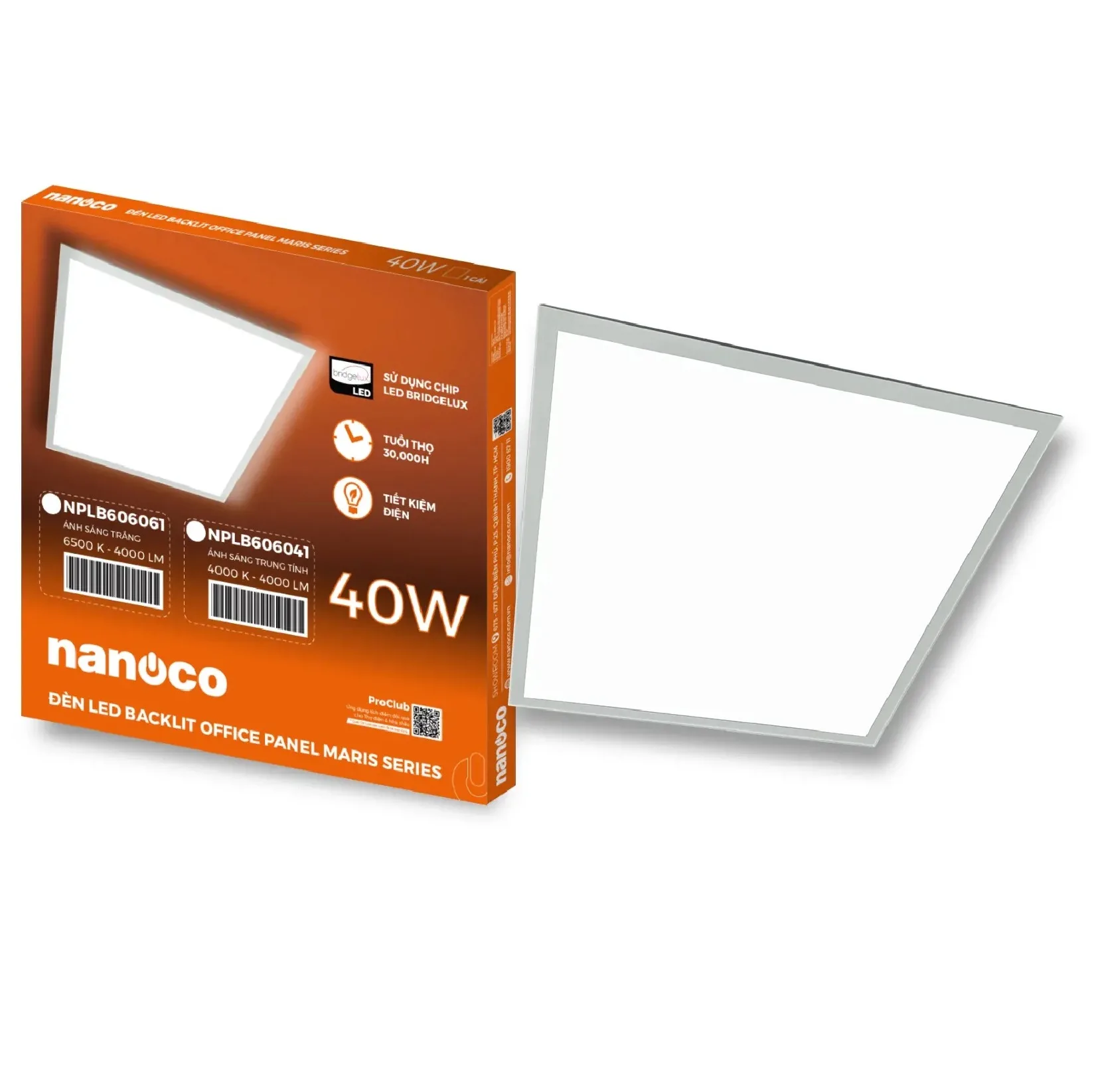 Đèn Led Panel Tấm Nanoco Trắng 600×600 NPLB606061