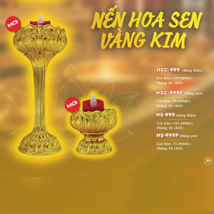 Đèn Điện Trang Trí Trưng Bàn Thờ Hình Nến Hoa Sen Sopoka HSC-999