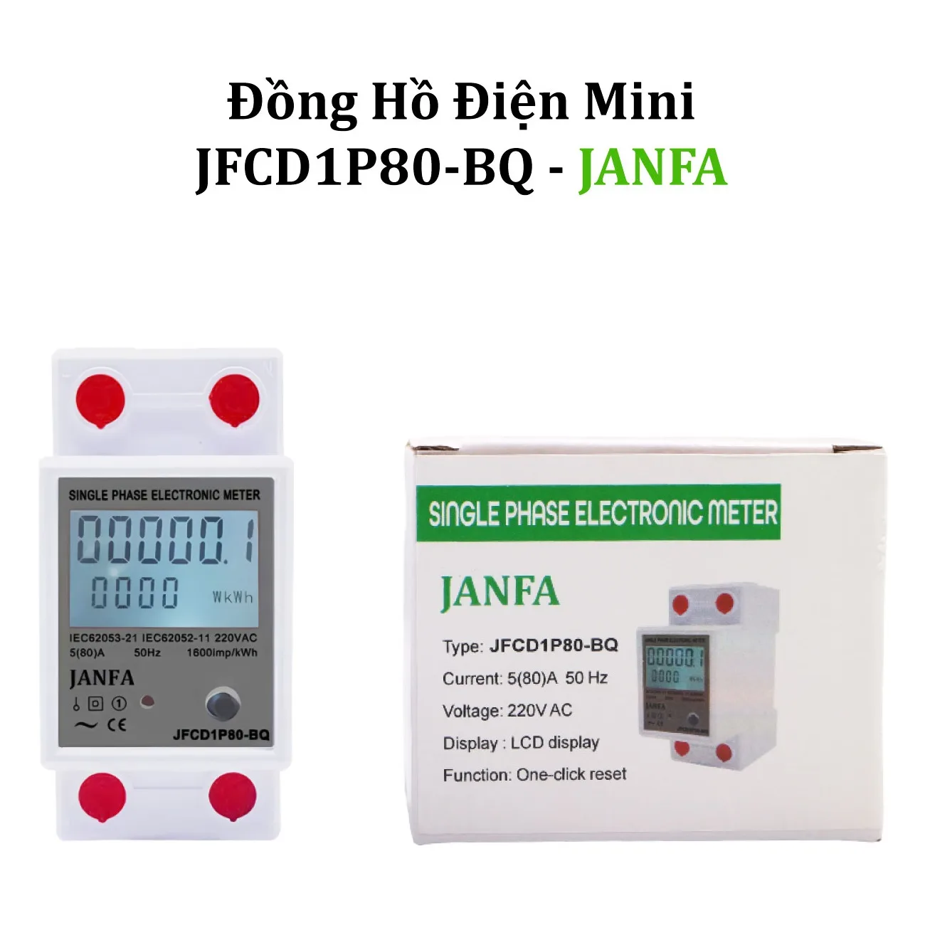 Đồng Hồ Công Tơ Điện Tử 1P 80A Janfa JFCD1P80-BQ