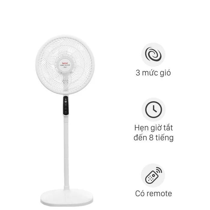 Quạt Điện Xịn Để Đứng 6 Cánh Điều Khiển Remote Tefal 80W VH689690