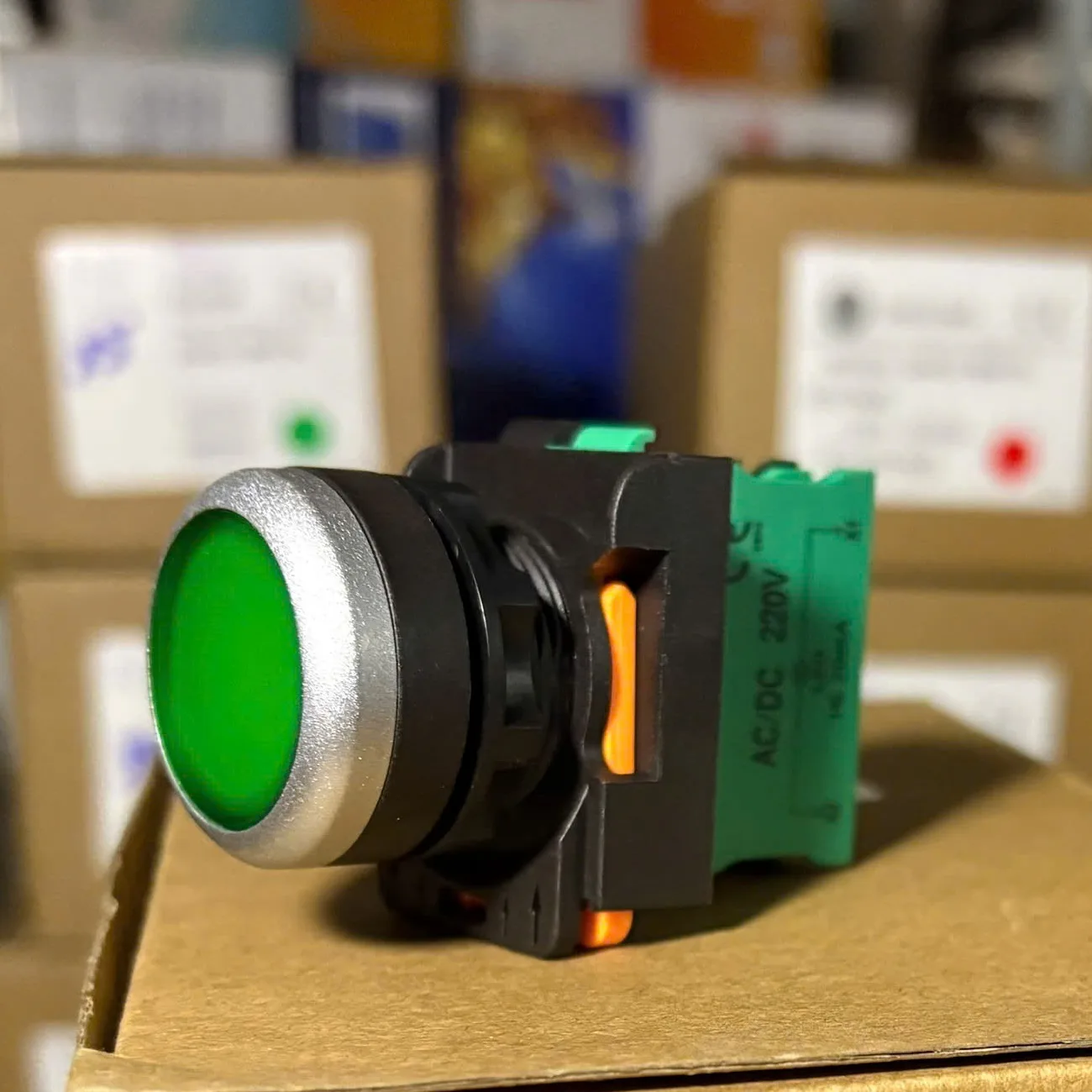 Nút Nhấn Nhả Xanh Có Đèn Shizuma D22 SZB022-BPM110R220